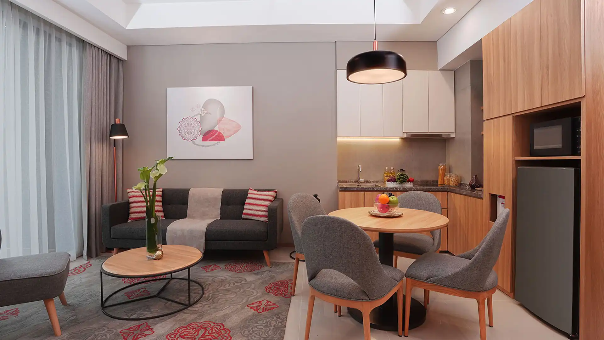 Citadines-1BR-Dining, living, and kitchen area