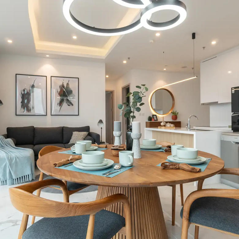 South Quarter Staging-Dining, Kitchen & Living Area