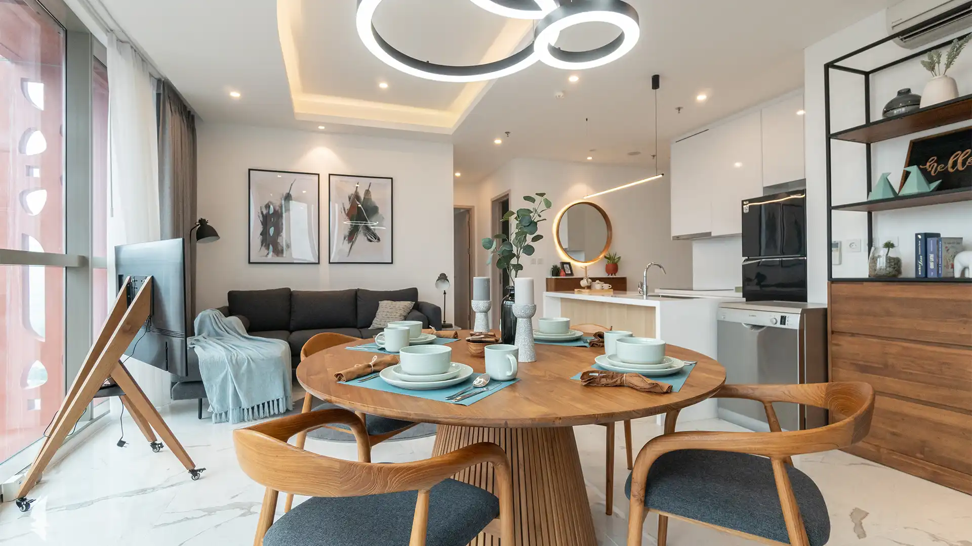 South Quarter Staging-Dining, Kitchen & Living Area
