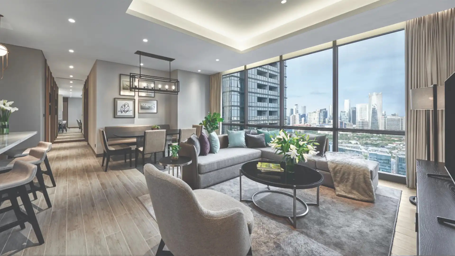 ASTHA RESIDENCE-3BR-LIVING & DINING AREA Large 3BR Serviced Apartment – ASHTA Residence