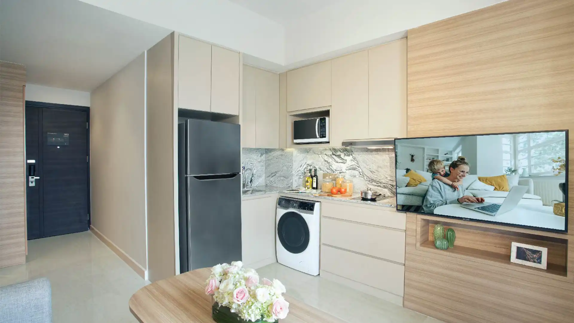 Somerset Sudirman-1BR-Kitchen & Living Area Practical City Living at Somerset Sudirman