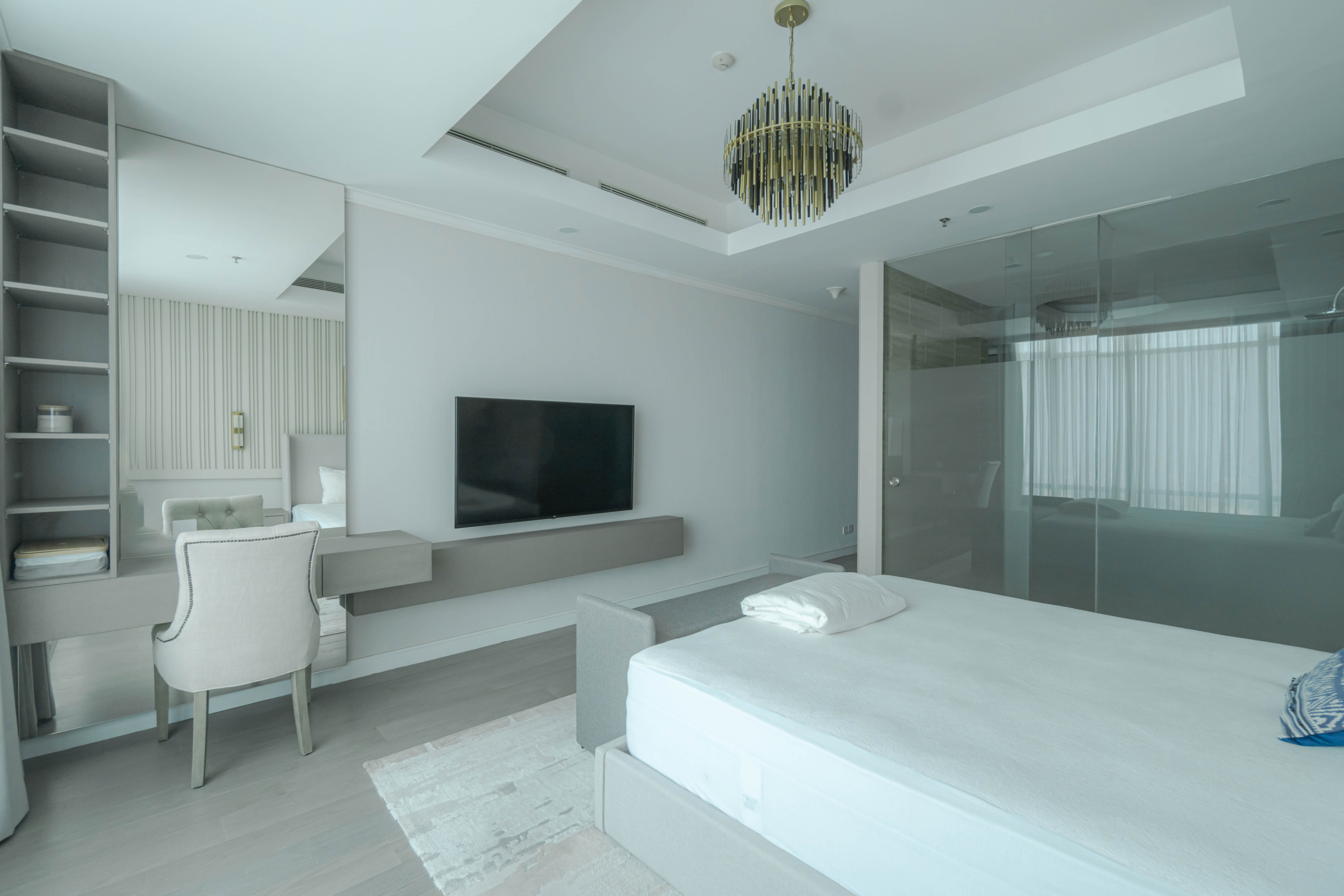 Kempinski Private Residence-3BR-Master bedroom TV Super Luxury 3BR Apartment at Kempinski Private Residence