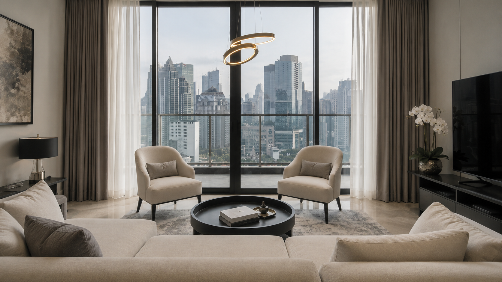 01_LIVING_AREA_SOFT_CONTEMPORARY For Rent 3BR Apartment Regent Residences South Jakarta Gatot Subroto RGT012