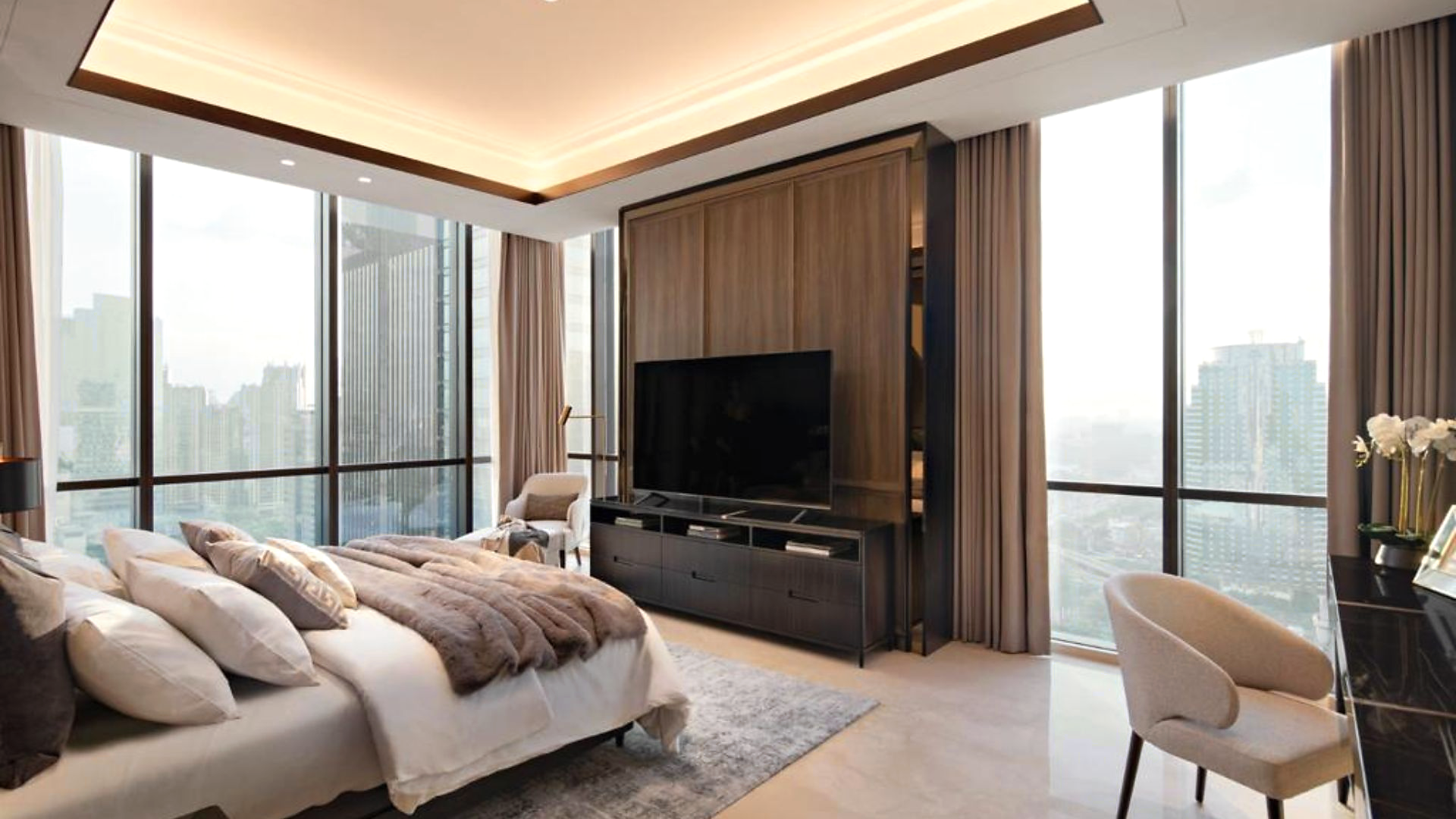 02_BEDROOM_1_ANGLE_1_SOFT_CONTEMPORARY For Rent 3BR Apartment Regent Residences South Jakarta Gatot Subroto RGT012