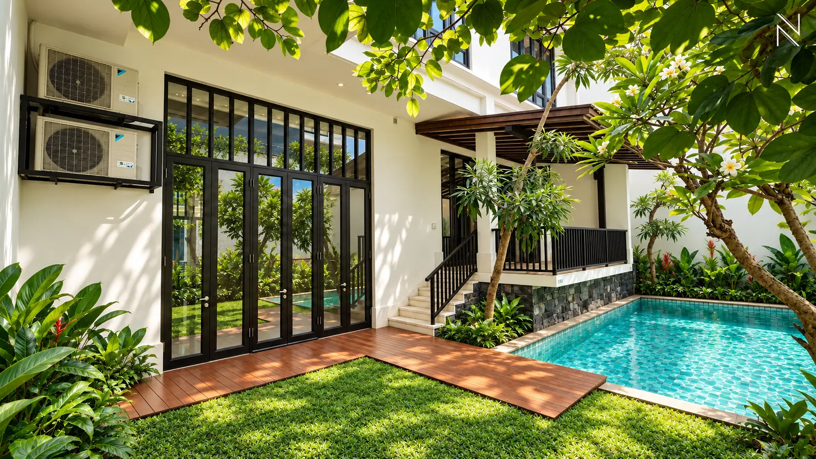 Atmaya Residence 9H – Backyard and pool (2) – Tropical Living For Rent 4BR House South Jakarta Pejaten PJTN135
