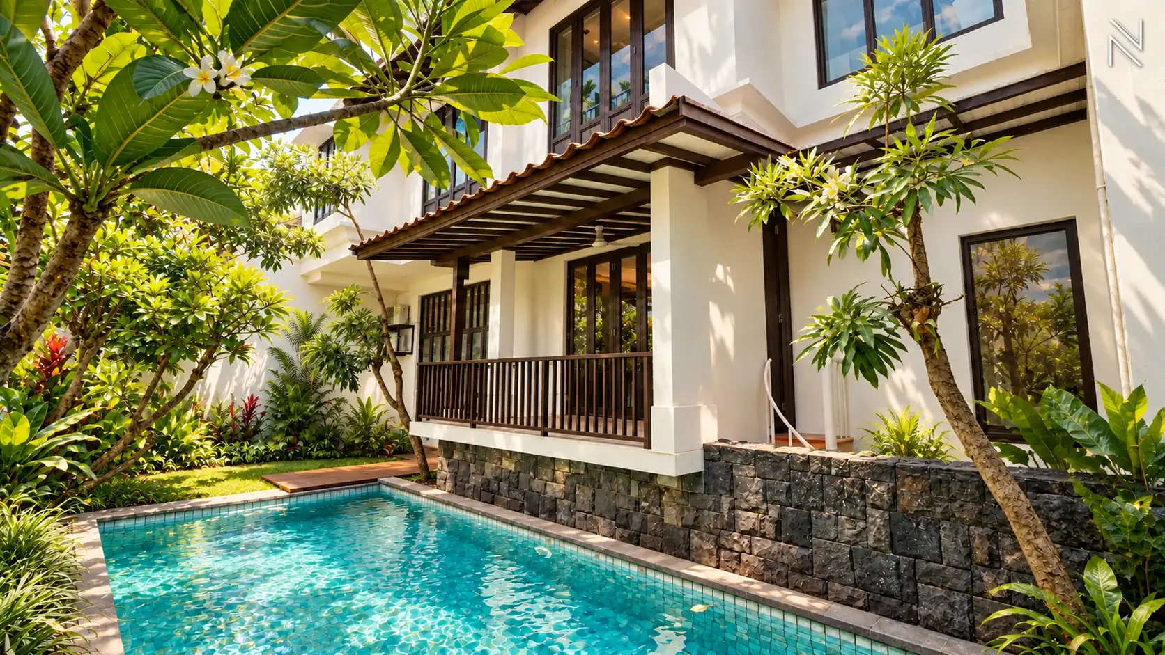 Atmaya Residence 9H – Backyard and pool (3) – Tropical Living For Rent 4BR House South Jakarta Pejaten PJTN135