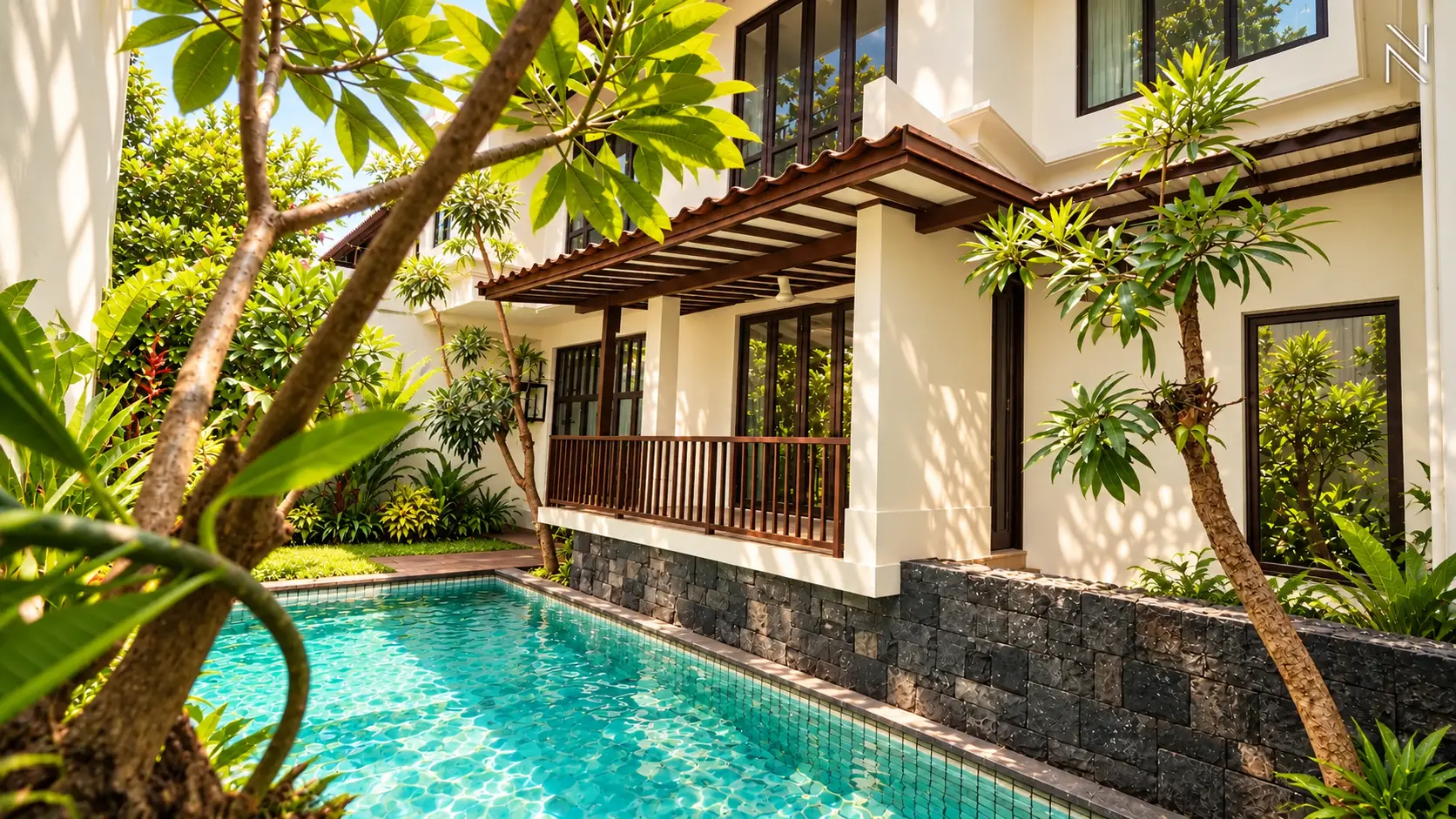 Atmaya Residence 9H – Backyard and pool (4) – Tropical Living For Rent 4BR House South Jakarta Pejaten PJTN135