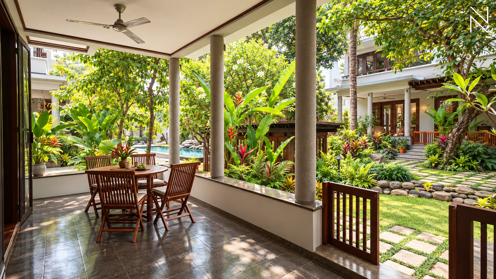 Veranda 1 – KAV T – Teras Taman 02 For Rent 3BR House South Jakarta Cipete CPT235