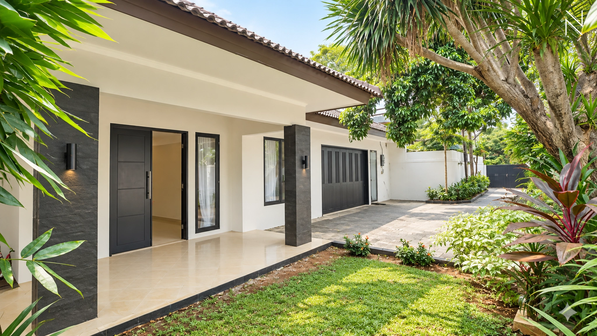 Bangka 9 4B – Carport dan Taman Depan – Angle 2 For Rent 4BR House South Jakarta Kemang KMG036