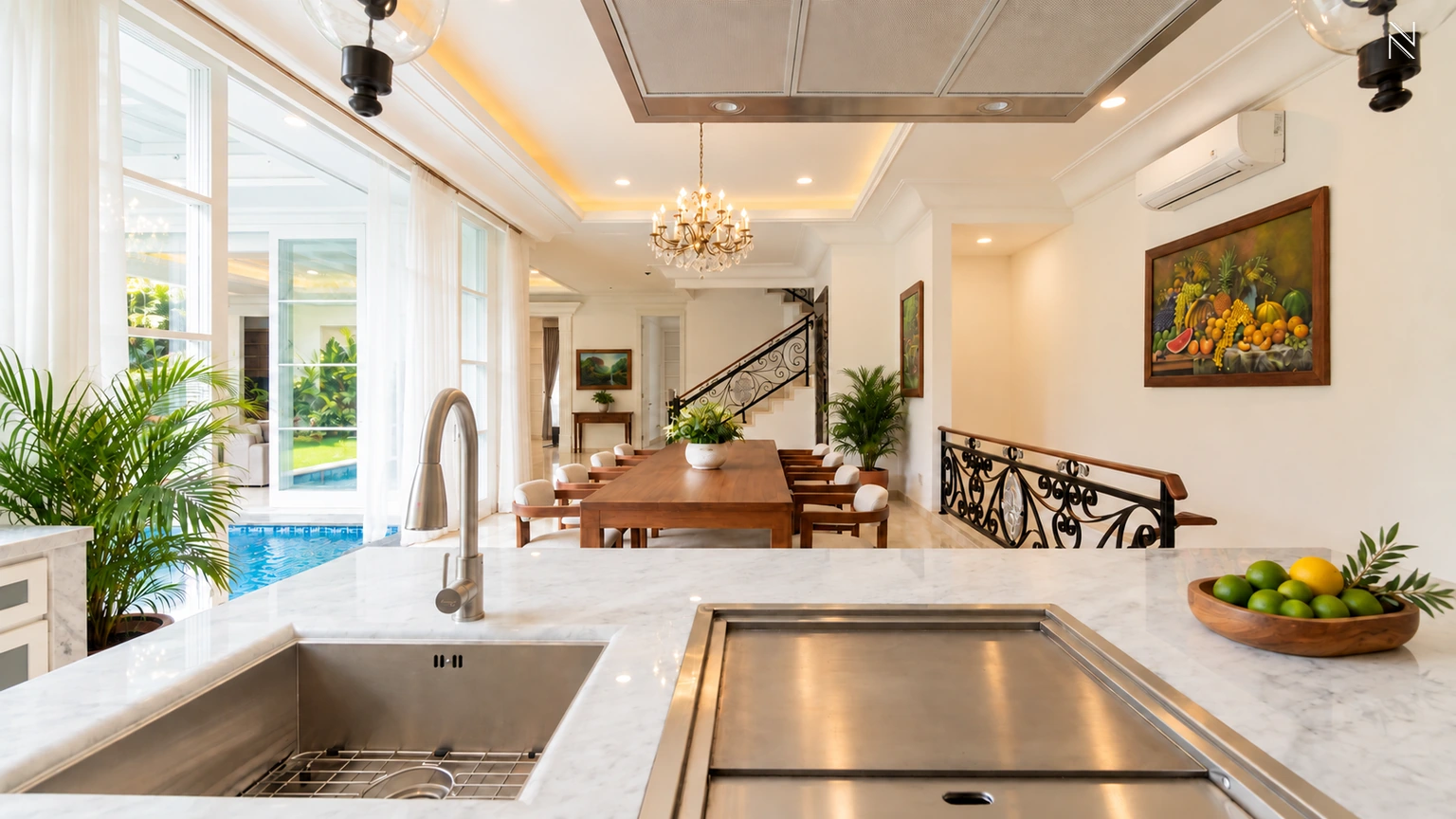 Kemang Selatan 11 No. 6A – Dining Area From Kitchen For Buy 6BR House South Jakarta Kemang KMGS317