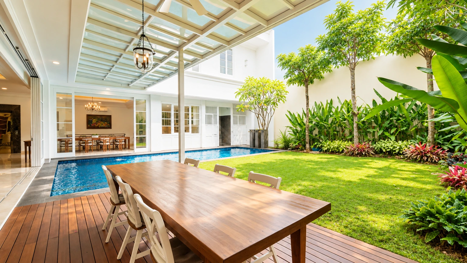 Kemang Selatan 11 No. 6A – Dining Area and Backyard For Buy 6BR House South Jakarta Kemang KMGS317